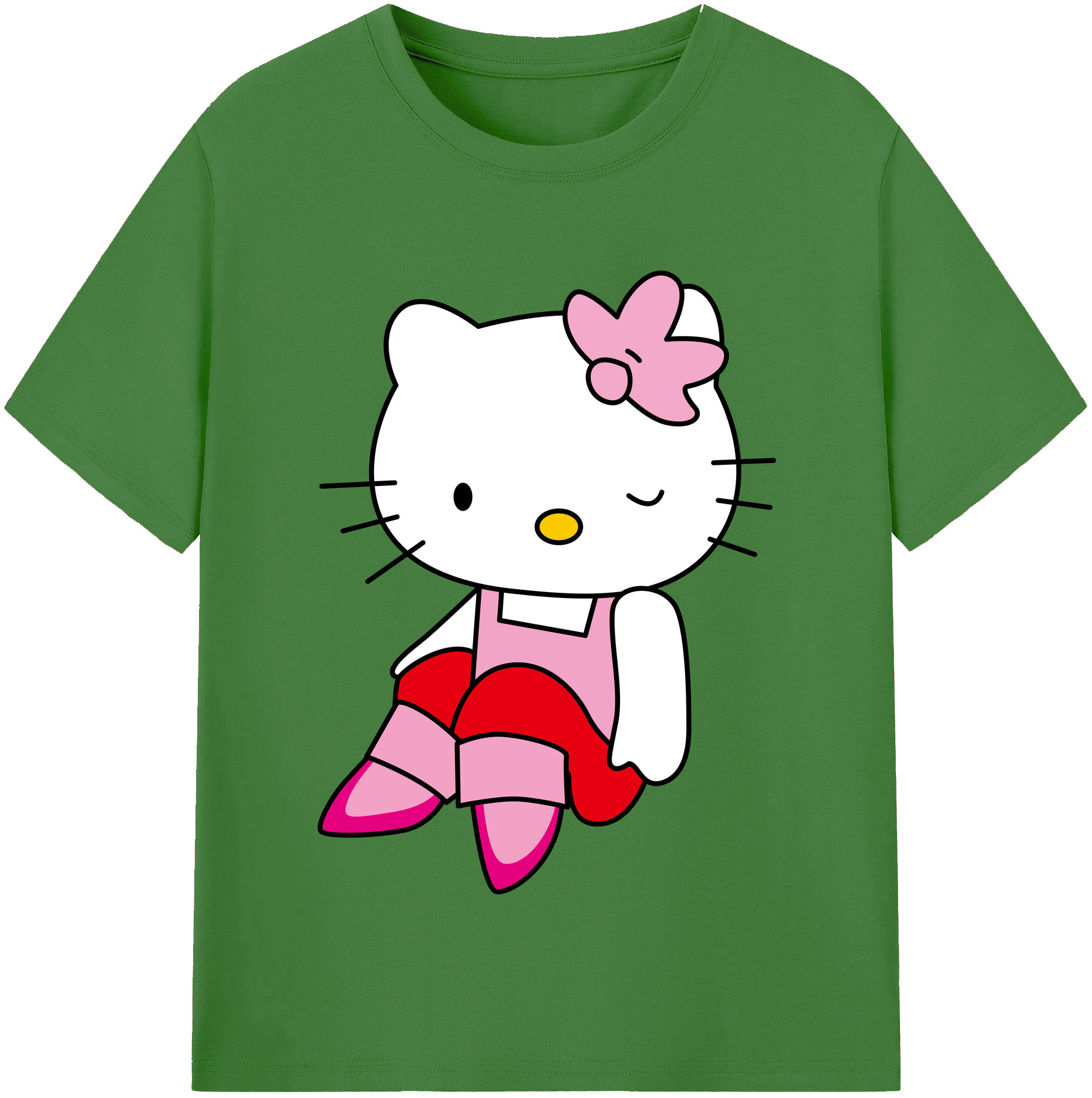 （画像用） Hello Kitty ハローキティ レディースカジュアルプリントTシャツ（綿100％）